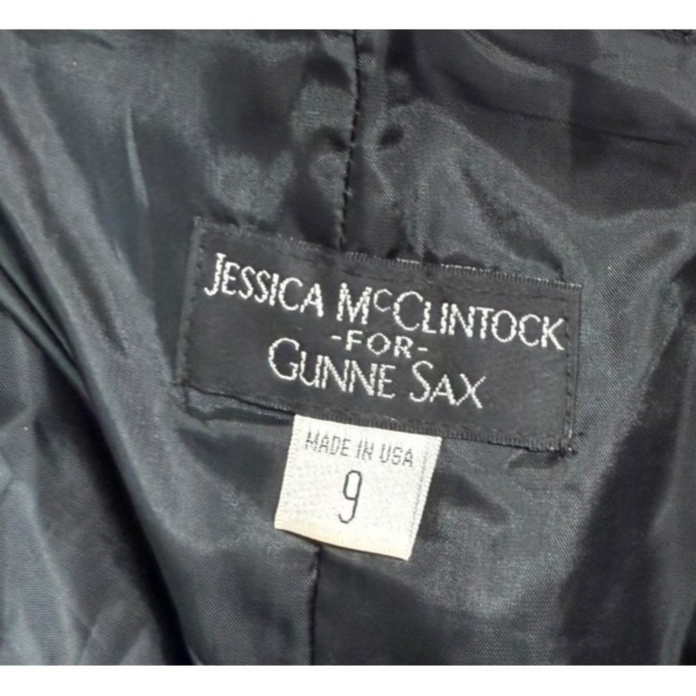 Jessica McClintock for Gunne Sax Black & Gold Sequin Bubble Mini Dress Size 9 - Picture 3 of 7